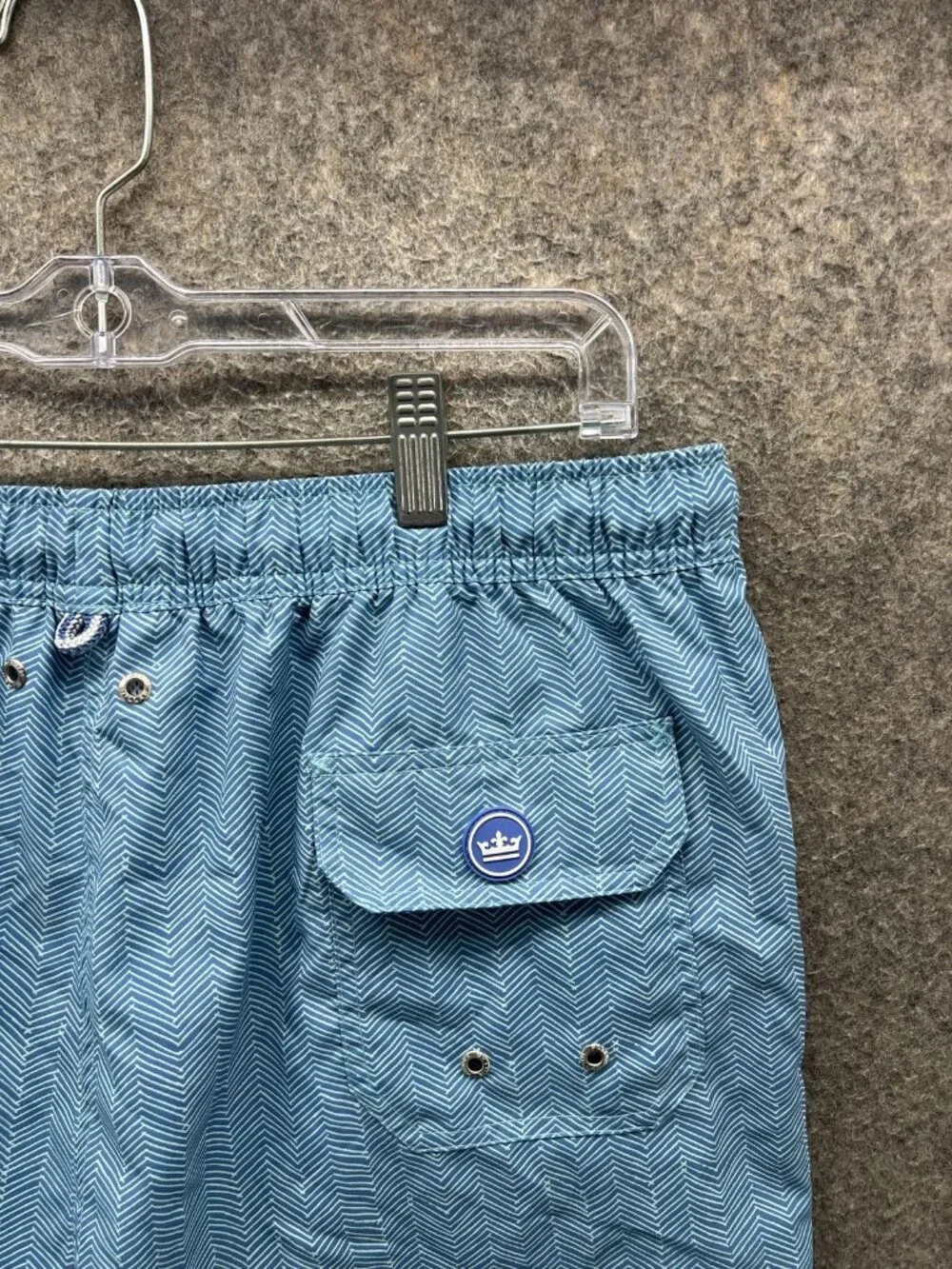 Peter Millar Swim Trunks Mens Large Blue Chevron Mesh Lined Seaside Quick Dry